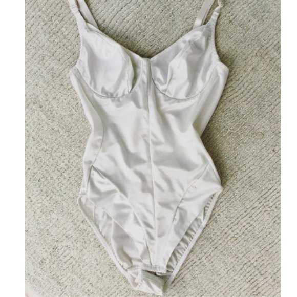 Vintage Ivory Satin Bodysuit - Picture 1 of 6
